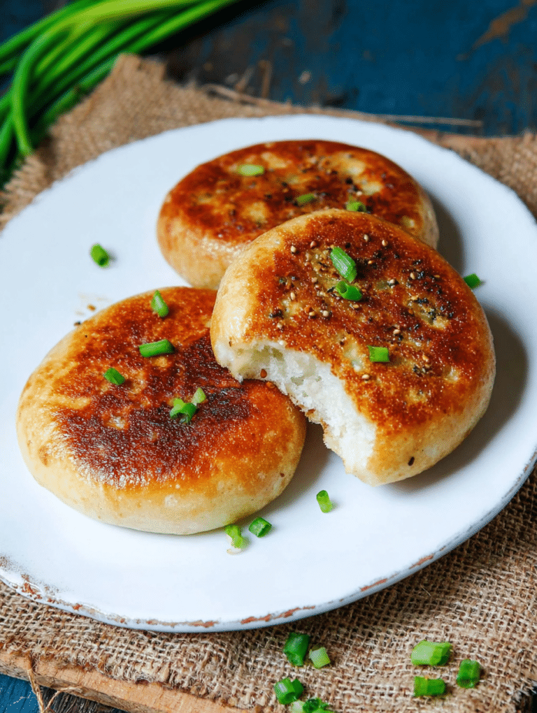 Frisch gebratenes gefülltes Pfannenbrot Flammkuchen-Style, serviert mit Kräuterbutter.